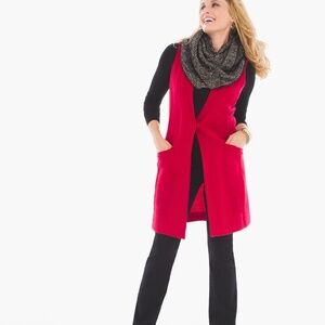 CHICO'S Red Boiled Wool Vest SZ 0 Small Chic Versatile Warm